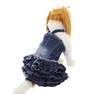 Parisian Pet Denim 6 Tier Ruffled Dress Dog Size Small - New - Read for Sizing